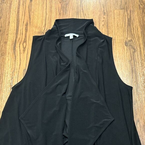 Sympli Open Front Sleeveless Cardigan Womens 16 Stretch Jersey Longline Black - Picture 2 of 6